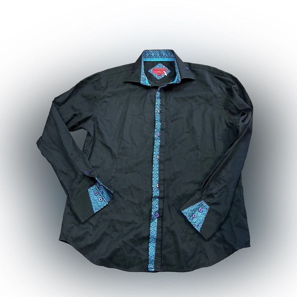 Men’s Patroncito Black and Blue Dress Shirt